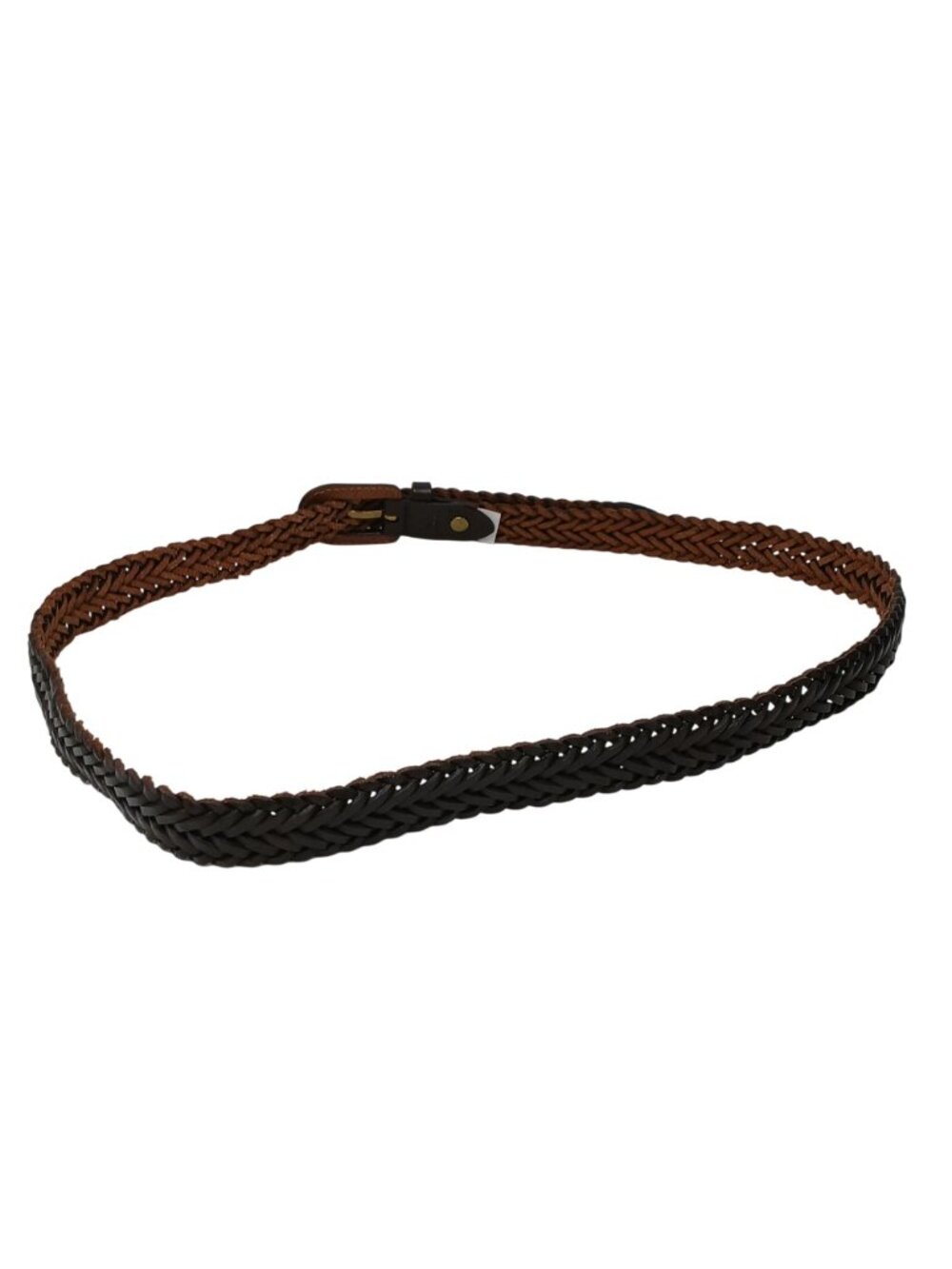 Liz Claiborne Medium Belt Womens Woven Leather & Brass Buckle #I-7 - Picture 8 of 9
